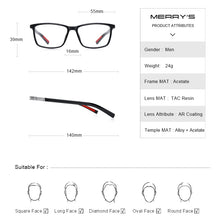 Load image into Gallery viewer, MERRYS DESIGN Men  Acetate Glasses Frame Myopia Prescription Eyeglasses Spring Hinge Silicone Temple Tip S2518