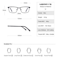 Carica l&#39;immagine nel visualizzatore di Gallery, MERRYS DESIGN Uomo Lega Ottica Montature per occhiali Quadrato Maschile Ultraleggero Miopia Occhiali da vista Stile S2016