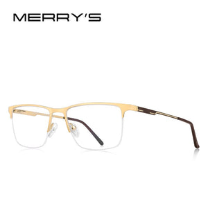 MERRYS DESIGN Men  Alloy Optics Glasses Frames Male Square Ultralight Myopia Prescription Half Frame Glasses S2009