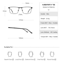 Load image into Gallery viewer, MERRYS DESIGN Men  Glasses Frame Male Square Optical  Business Style Myopia Prescription Hyperopia Alloy Eyeglasses S2052