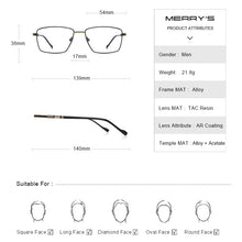 Carica l&#39;immagine nel visualizzatore di Gallery, MERRYS DESIGN Men  Glasses Frame Myopia Prescription Eyeglasses Optical Frame Business Style S2107