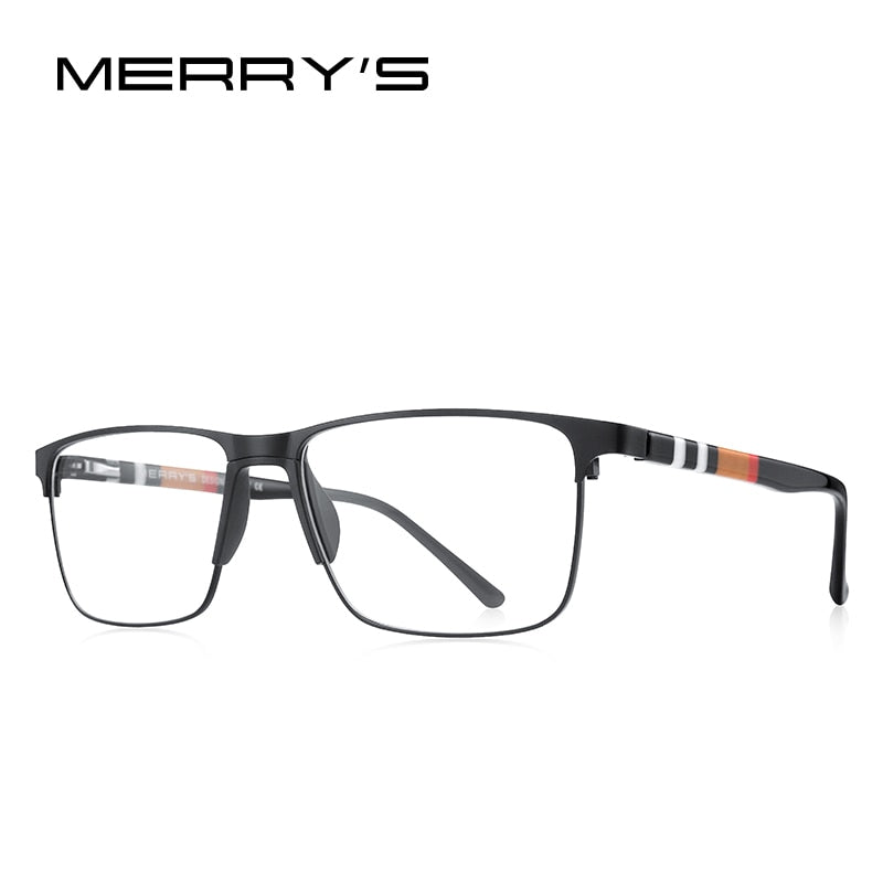 MERRYS DESIGN Men  Square Glasses Frame Business Style Titanium Alloy Acetate Legs Myopia Prescription Eyeglasses S2255