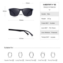 Load image into Gallery viewer, MERRYS DESIGN Men Polarized Sunglasses Male Driving Spuare Shades Classic Sun Glasses For Men UV400 S3003