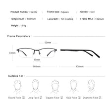 Carica l&#39;immagine nel visualizzatore di Gallery, MERRYS DESIGN Uomo Occhiali in titanio puro Telaio Business Style Quadrato maschile Ultralight Eye Miopia Prescrizione Business Style S2322