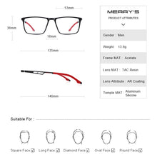 Load image into Gallery viewer, MERRYS DESIGN Men Sport Glasses Frame Myopia Prescription Eyeglasses Acetate Frame Aluminum Temple With Silicone Legs S2270