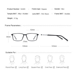 MERRYS DESIGN Men Square Frame Eyeglasses Myopia Prescription Optical Eyewear Acetate Frame S2205