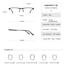 Carica l&#39;immagine nel visualizzatore di Gallery, MERRYS DESIGN Men Square Glasses Frame Male Half Optical Ultralight Business Style Myopia Prescription Alloy Eyeglasses S2008