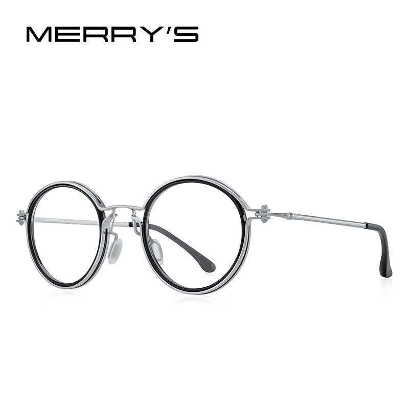MERRYS DESIGN Men Steampunk Glasses Frame Popular Women Retro Round Eye Frames For Men Women Titanium Frame S2404