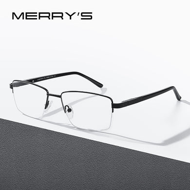MERRYS DESIGN Men Titanium Alloy Glasses Frame Business Style Half Frames Ultralight Myopia Prescription Eyeglasses S2188