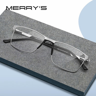 MERRYS DESIGN Men Titanium Alloy Glasses Frame Male Square Ultralight Eye Myopia Prescription Eyeglasses S2001