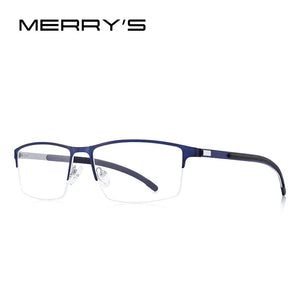 MERRYS DESIGN Men Titanium Alloy Glasses Frame Half Optical Frame Myopia Prescription Optical Eyewear Alloy Rubber Temples S2158