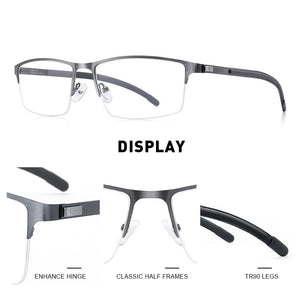 MERRYS DESIGN Men Titanium Alloy Glasses Frame Half Optical Frame Myopia Prescription Optical Eyewear Alloy Rubber Temples S2158