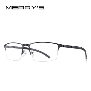 MERRYS DESIGN Men Titanium Alloy Glasses Frame Half Optical Frame Myopia Prescription Optical Eyewear Alloy Rubber Temples S2158