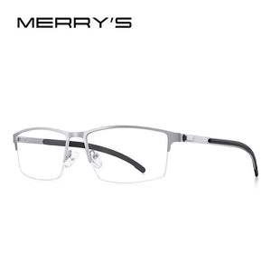 MERRYS DESIGN Men Titanium Alloy Glasses Frame Half Optical Frame Myopia Prescription Optical Eyewear Alloy Rubber Temples S2158