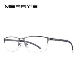 MERRYS DESIGN Men Titanium Alloy Glasses Frame Half Optical Frame Myopia Prescription Optical Eyewear Alloy Rubber Temples S2158