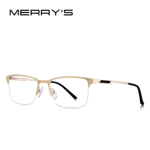 MERRYS DESIGN Men Titanium Alloy Glasses Frame Male Square Ultralight Eye Myopia Prescription Eyeglasses Male Half S2125
