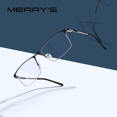 MERRYS DESIGN Men Titanium Alloy Glasses Frame Male Square Ultralight Eye Myopia Prescription Eyeglasses Male Half Optical S2047