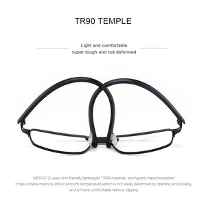 MERRYS DESIGN Men Titanium Alloy Glasses Frame Male Square Ultralight Eye Myopia Prescription Eyeglasses TR90 Legs S2002