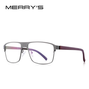 MERRYS DESIGN Men Titanium Alloy Glasses Frame Male Square Ultralight Eye Myopia Prescription Eyeglasses TR90 Legs S2002