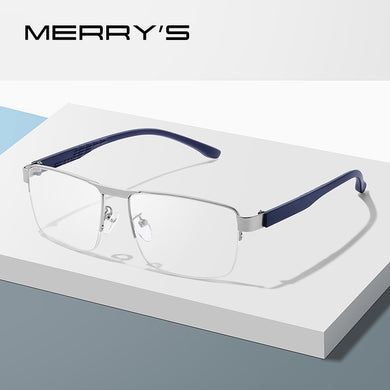 MERRYS DESIGN Men Titanium Alloy Glasses Frame Male Square Ultralight Eye Myopia Prescription Eyeglasses TR90 Legs S2023