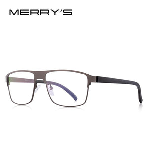 MERRYS DESIGN Men Titanium Alloy Glasses Frame Male Square Ultralight Eye Myopia Prescription Eyeglasses TR90 Legs S2002