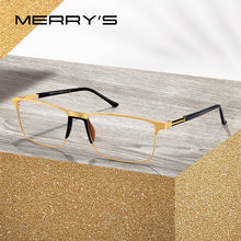 Carica l&#39;immagine nel visualizzatore di Gallery, MERRYS DESIGN Men Titanium Alloy Glasses Frame Male Square Ultralight Eye Myopia Prescription Eyeglasses TR90 Nose Pads S2036
