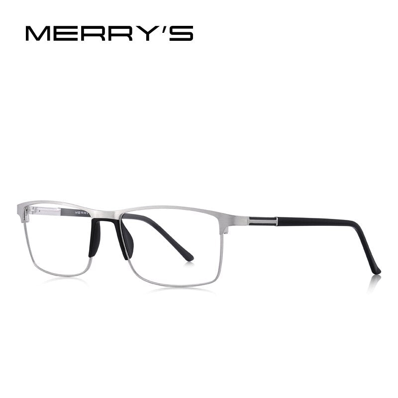 MERRYS DESIGN Men Titanium Alloy Glasses Frame Male Square Ultralight Eye Myopia Prescription Eyeglasses TR90 Nose Pads S2036
