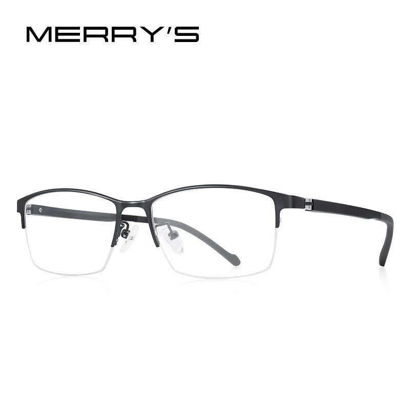 MERRYS DESIGN Men Titanium Alloy Glasses Frame Myopia Prescription Eyeglasses Business Optical Frame TR90 Legs S2204