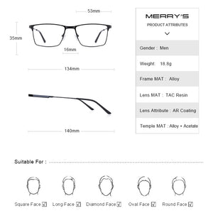 MERRYS DESIGN Men Titanium Alloy Glasses Frame Myopia Prescription Eyeglasses Optical Frame Business Style S2177