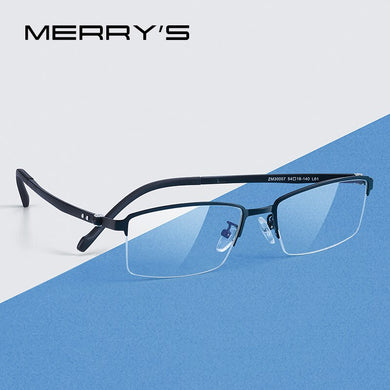 MERRYS DESIGN Men Titanium Alloy Glasses Frame Prescription Eyeglasses TR90 Legs Business Style Half Optical Frame S2207