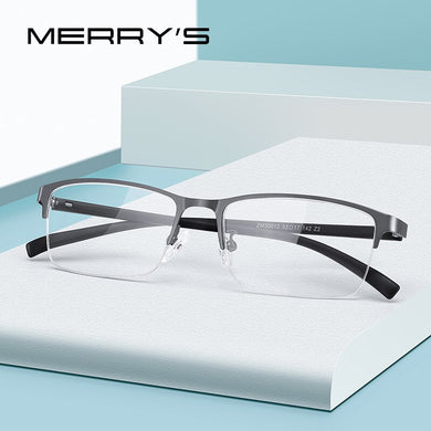 MERRYS DESIGN Men Titanium Alloy Glasses Frame TR90 Legs Business Myopia Prescription Eyeglasses Half Optical Frame S2213