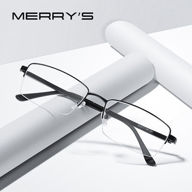 MERRYS DESIGN Men Titanium Alloy Glasses Frame TR90 Legs Myopia Prescription Eyeglasses Business Optical Frame S2209