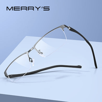 MERRYS DESIGN Men Titanium Alloy Glasses Frame TR90 Legs Myopia Prescription Eyeglasses Business Style Optical Frame S2203
