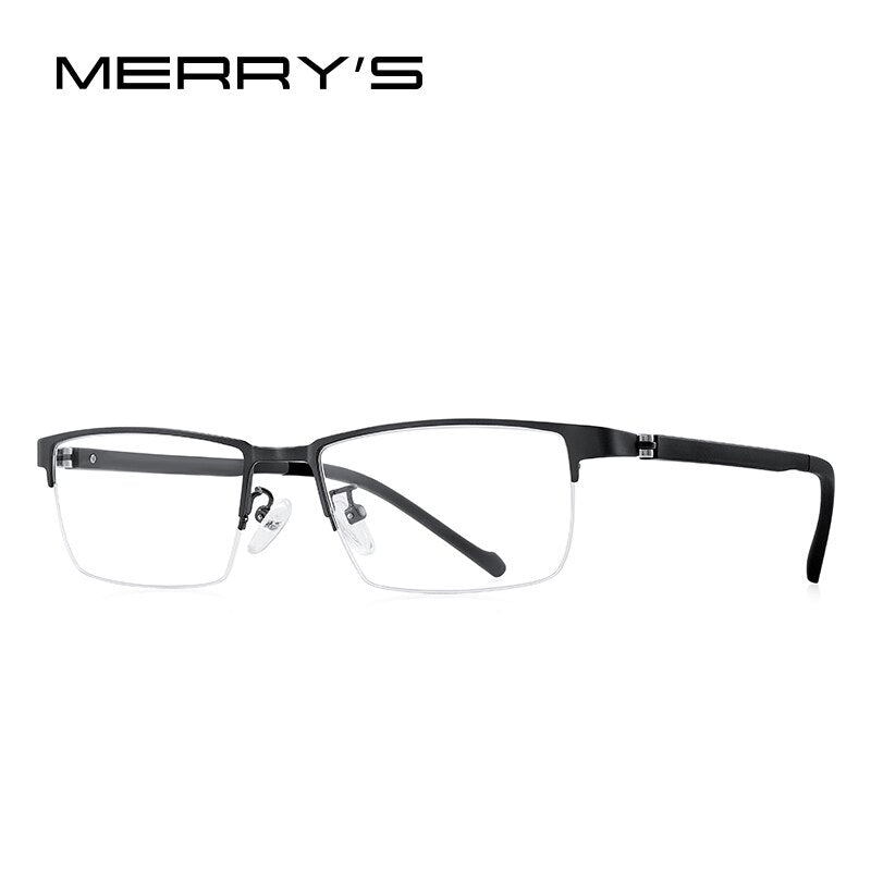 MERRYS DESIGN Men Titanium Alloy Glasses Frame TR90 Legs Myopia Prescription Eyeglasses Business Style Optical Frame S2203