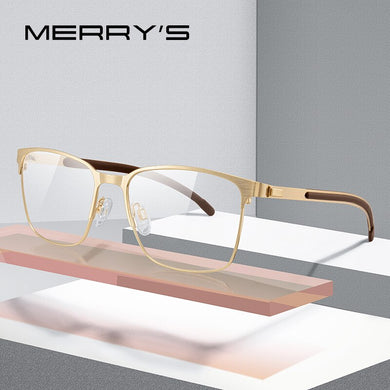 MERRYS DESIGN Men Titanium Alloy Glasses Frames Ultralight Square Myopia Prescription Optical Eyeglasses Antiskid Silicone S2364