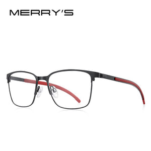 MERRYS DESIGN Men Titanium Alloy Glasses Frames Ultralight Square Myopia Prescription Optical Eyeglasses Antiskid Silicone S2364