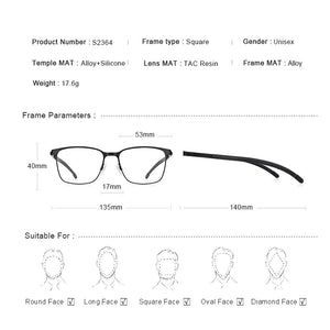 MERRYS DESIGN Men Titanium Alloy Glasses Frames Ultralight Square Myopia Prescription Optical Eyeglasses Antiskid Silicone S2364