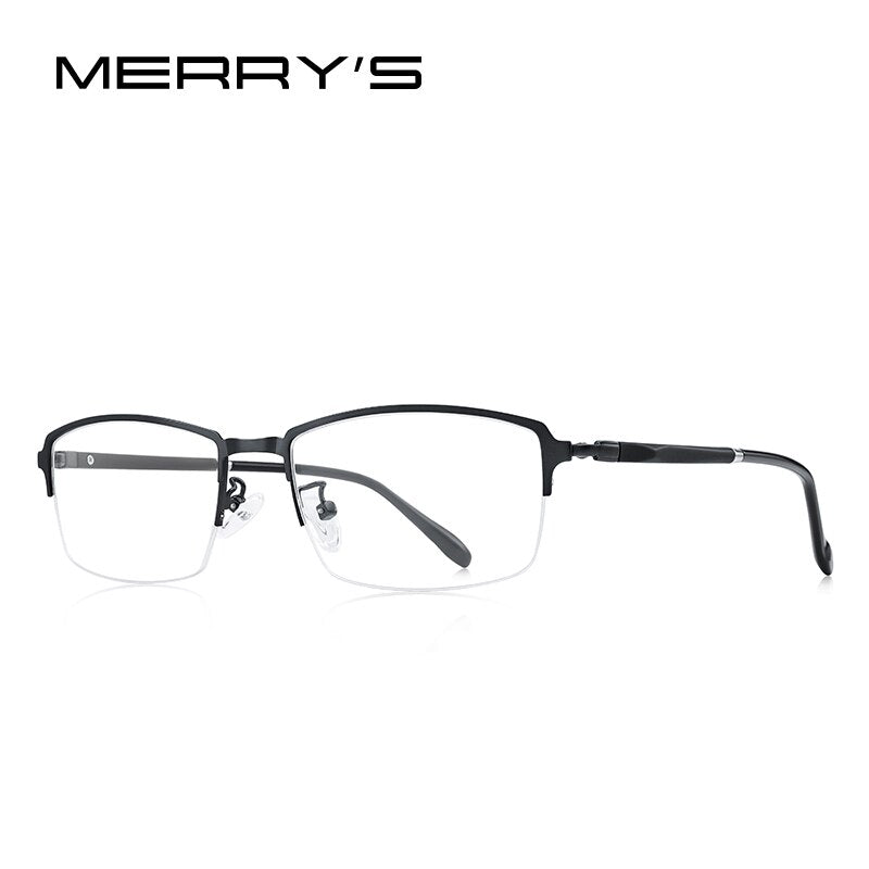 MERRYS DESIGN Men Titanium Alloy Half Glasses Frame Prescription Eyeglasses TR90 Legs Business Style Optical Frame S2306