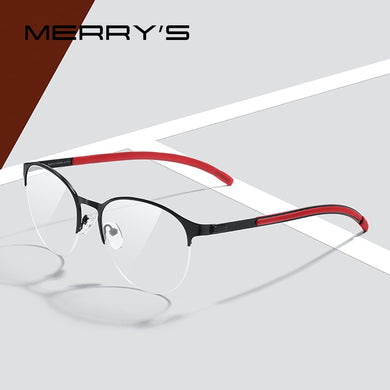 MERRYS DESIGN Men Titanium Alloy Optical Glasses Frame Ultralight Oval Men Prescription Eyeglasses Antiskid Silicone Legs S2365