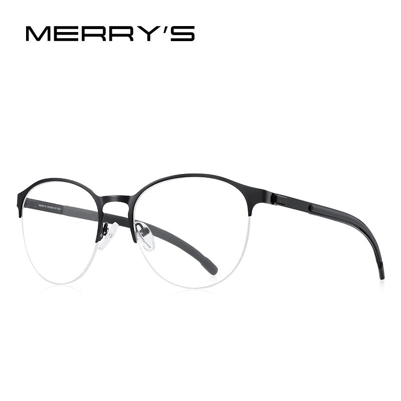 MERRYS DESIGN Men Titanium Alloy Optical Glasses Frame Ultralight Oval Men Prescription Eyeglasses Antiskid Silicone Legs S2365