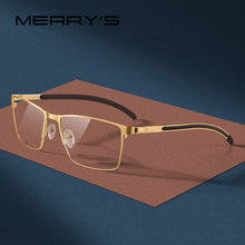 Load image into Gallery viewer, MERRYS DESIGN Men Titanium Alloy Optical Glasses Frame Ultralight Square Myopia Prescription Eyeglasses Antiskid Silicone S2186