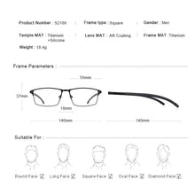 Load image into Gallery viewer, MERRYS DESIGN Men Titanium Alloy Optical Glasses Frame Ultralight Square Myopia Prescription Eyeglasses Antiskid Silicone S2186