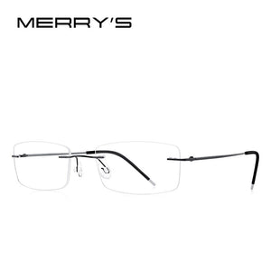 MERRYS DESIGN Men Titanium Alloy Rimless Glasses Frame Male Square Ultralight Man Frameless Myopia Optical Frames Eyewear S2227