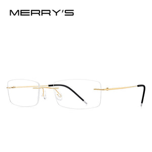 MERRYS DESIGN Men Titanium Alloy Rimless Glasses Frame Male Square Ultralight Man Frameless Myopia Optical Frames Eyewear S2227