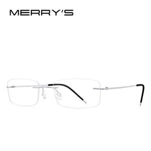 MERRYS DESIGN Men Titanium Alloy Rimless Glasses Frame Male Square Ultralight Man Frameless Myopia Optical Frames Eyewear S2227