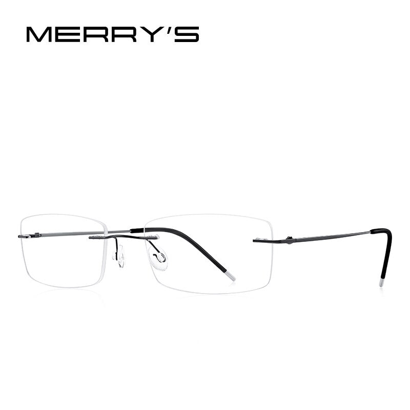 MERRYS DESIGN Uomo In Lega di Titanio Occhiali Senza Montatura Cornice Maschile Quadrato Ultraleggero Uomo Senza Telaio Miopia Montature da vista Occhiali S2227 