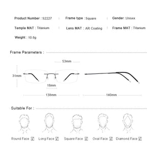 MERRYS DESIGN Men Titanium Alloy Rimless Glasses Frame Male Square Ultralight Man Frameless Myopia Optical Frames Eyewear S2227
