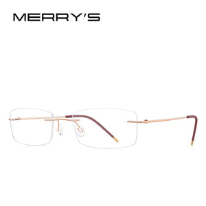 MERRYS DESIGN Men Titanium Alloy Rimless Glasses Frame Male Square Ultralight Man Frameless Myopia Optical Frames Eyewear S2227