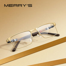 Load image into Gallery viewer, MERRYS DESIGN Men Titanium Alloy Square Glasses Frame Business Style Male Acetate Legs Myopia Prescription Eyeglasses S2254