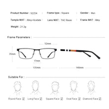 Load image into Gallery viewer, MERRYS DESIGN Men Titanium Alloy Square Glasses Frame Business Style Male Acetate Legs Myopia Prescription Eyeglasses S2254